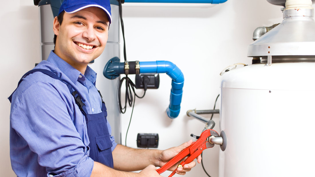 plumber installing water heater 